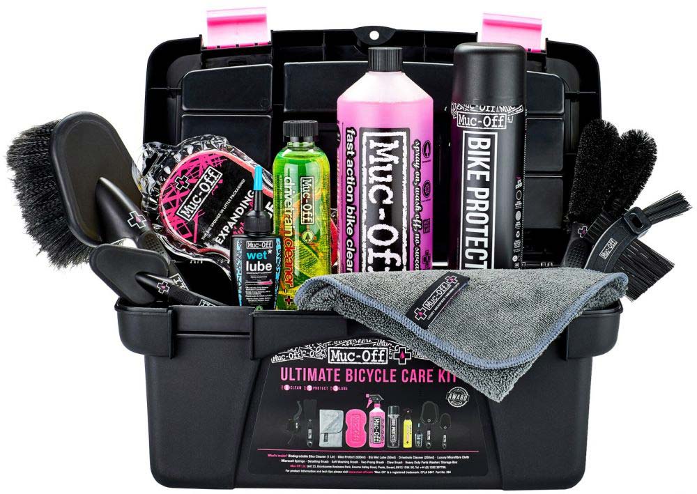 Muc-Off Ultimate Bicycle Care Kit (11 Pezzi) + 2 Coprifreno A Disco - Set Completo Manutenzione Bici